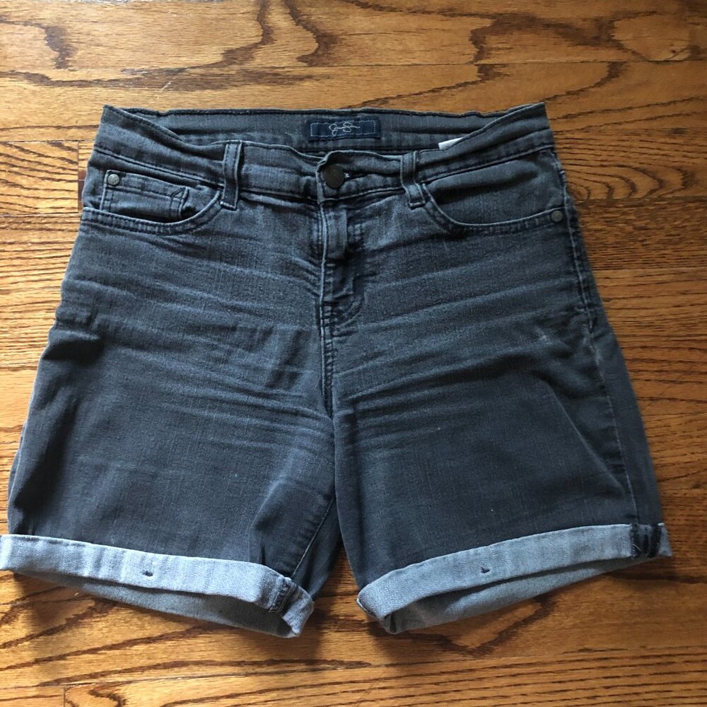 Black denim shorts